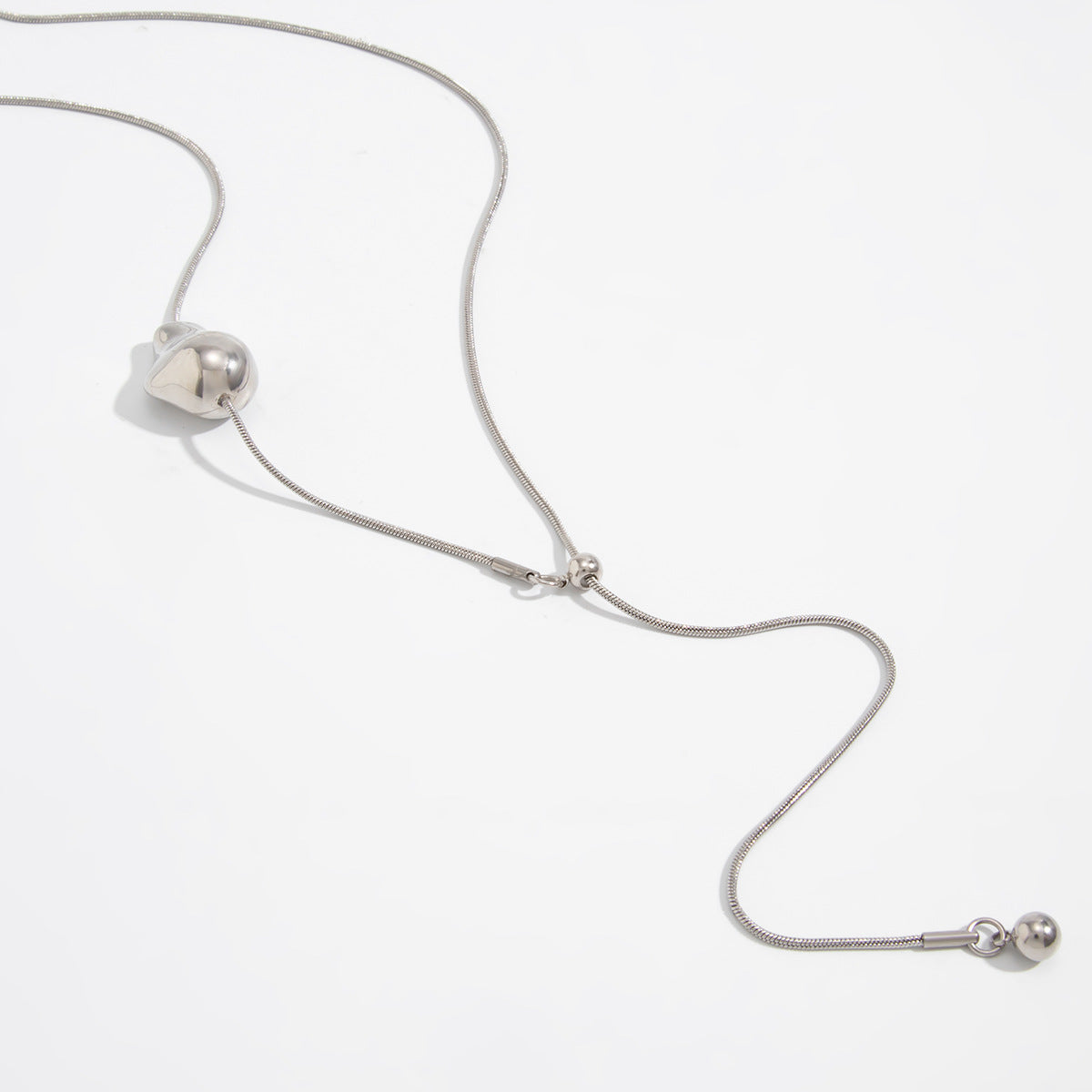 Y-Shaped Baroque Colored Pearl Necklace Stainless Steel Adjustable Fine Snake Bone Chain