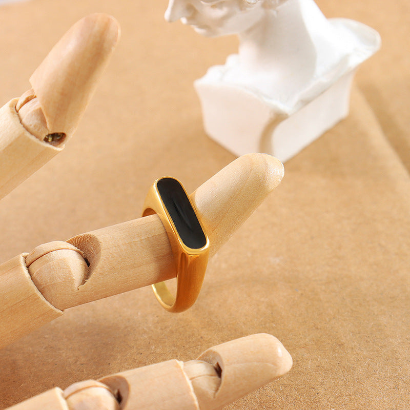 Elegant Gold-Plated Titanium Ring with Exaggerated Geometric Design