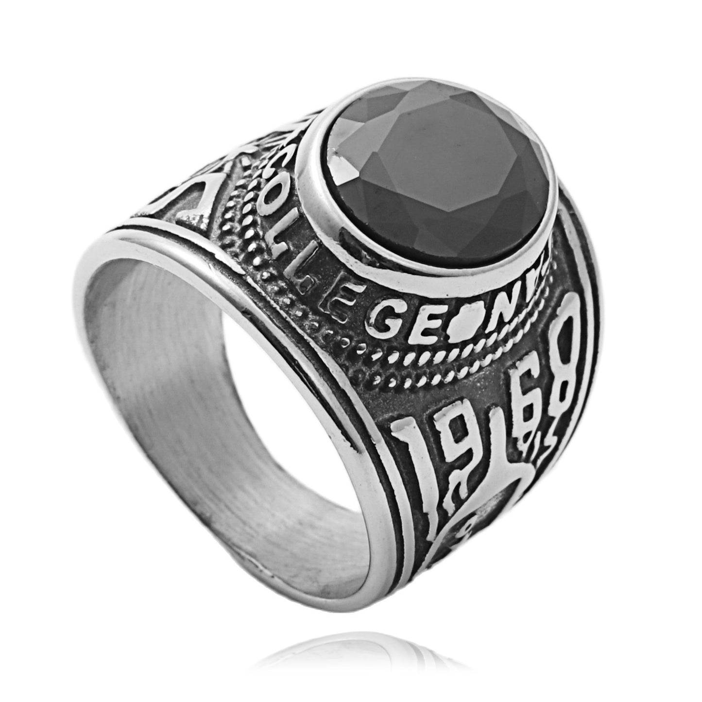 Planderful Titanium Steel MultiColor Zircon Ring For Men Unisex Retro Punk Style Eagle Design