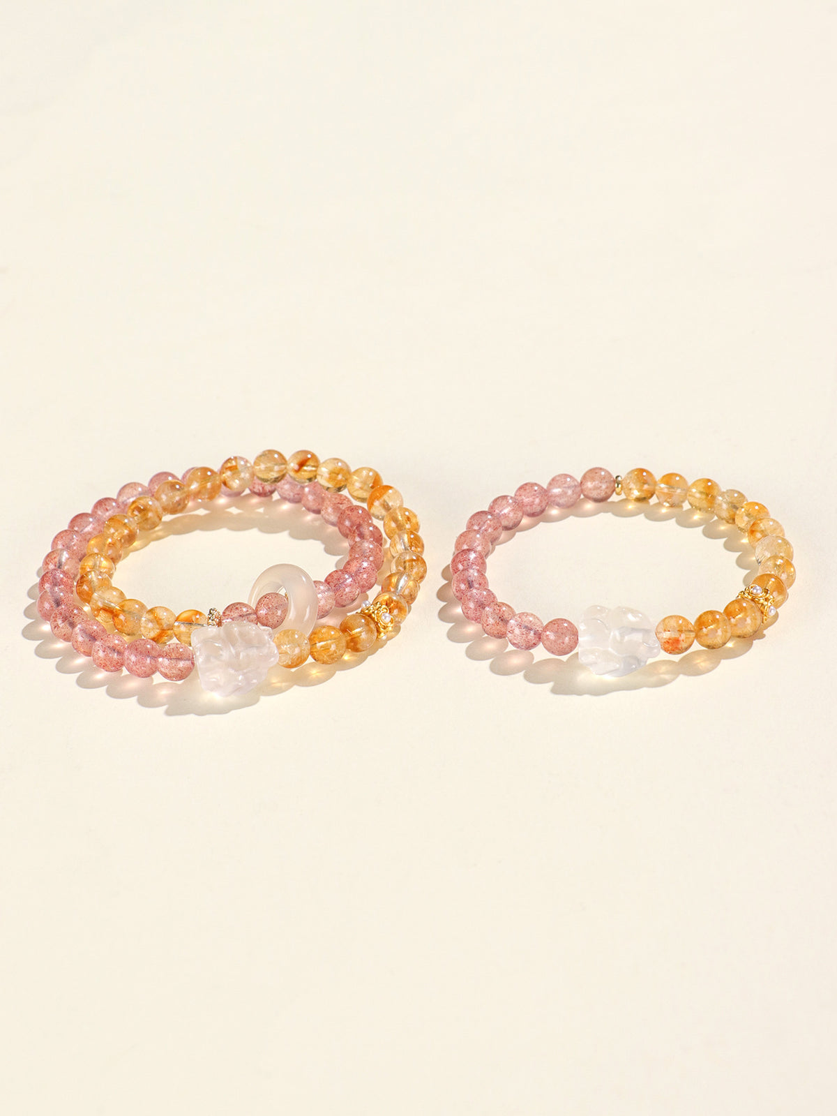 Strawberry Quartz Crystal Nine-Tailed Fox Bracelet