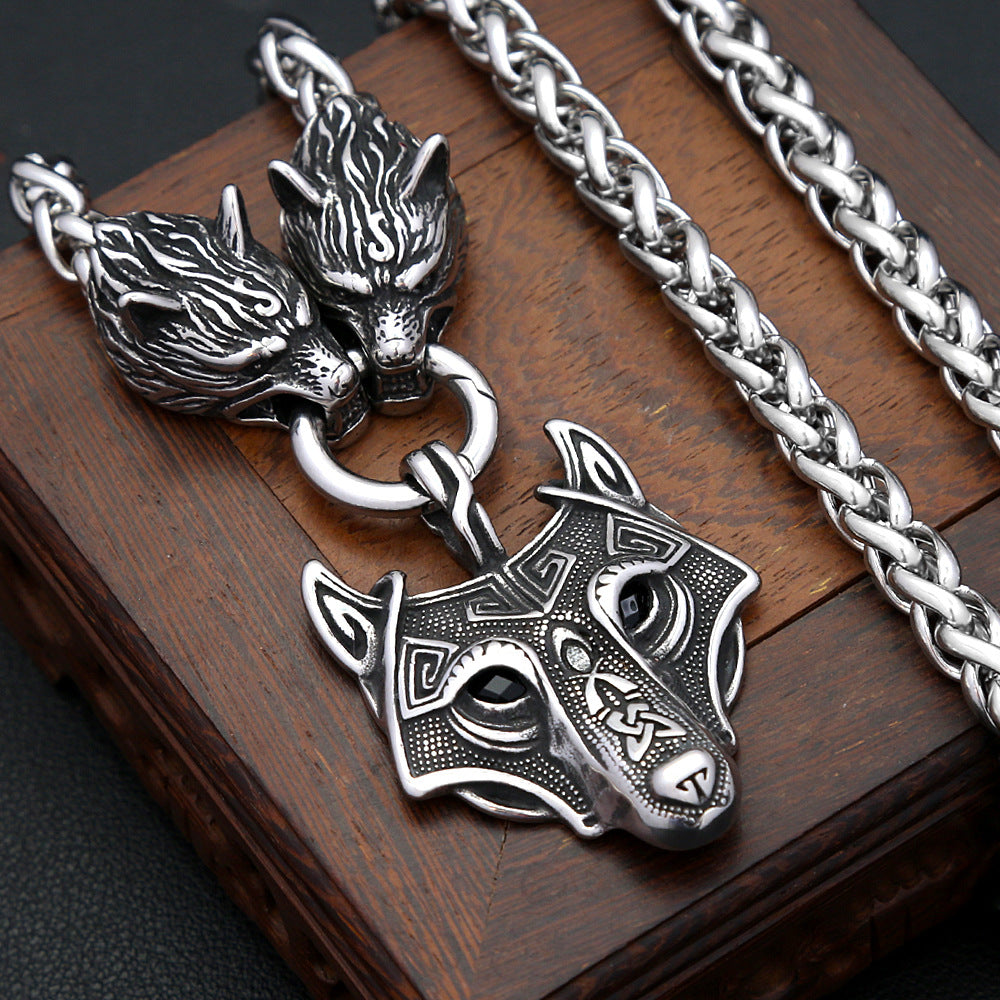 Viking Wolf Stainless Steel Men's Necklace