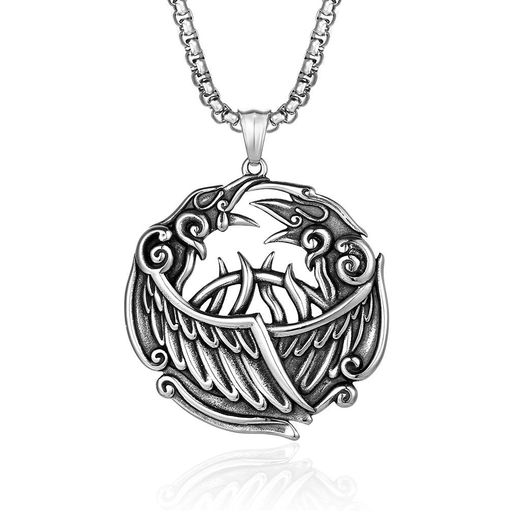 European American Retro Nordic Style Viking Crow Necklace