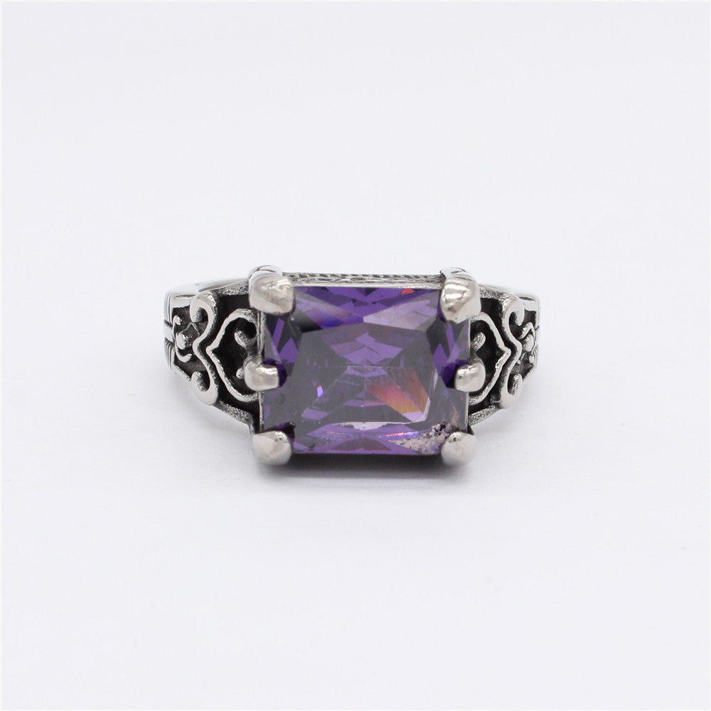 Planderful Titanium Steel Ring With Square Zircon For Men And Women Unisex Protection Statement Size 7 To 12