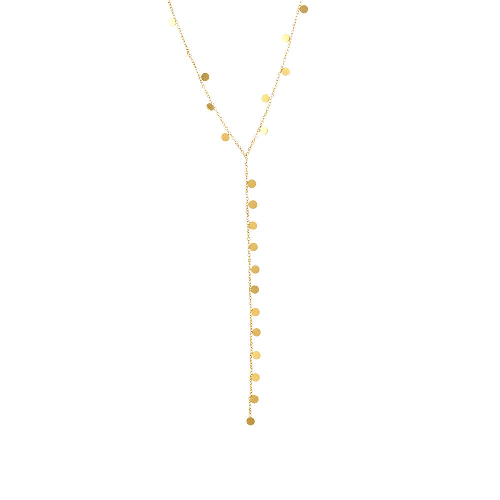 Planderful 18K Gold Fringed Disc Y Necklace Trendsetters