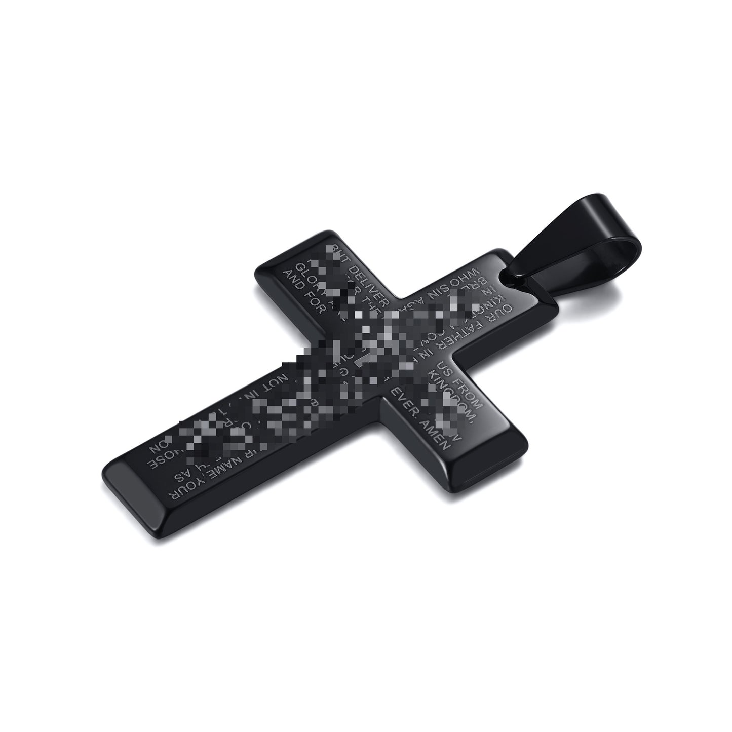 Stainless Steel Cross Pendant Men's Laser Accessories Necklace