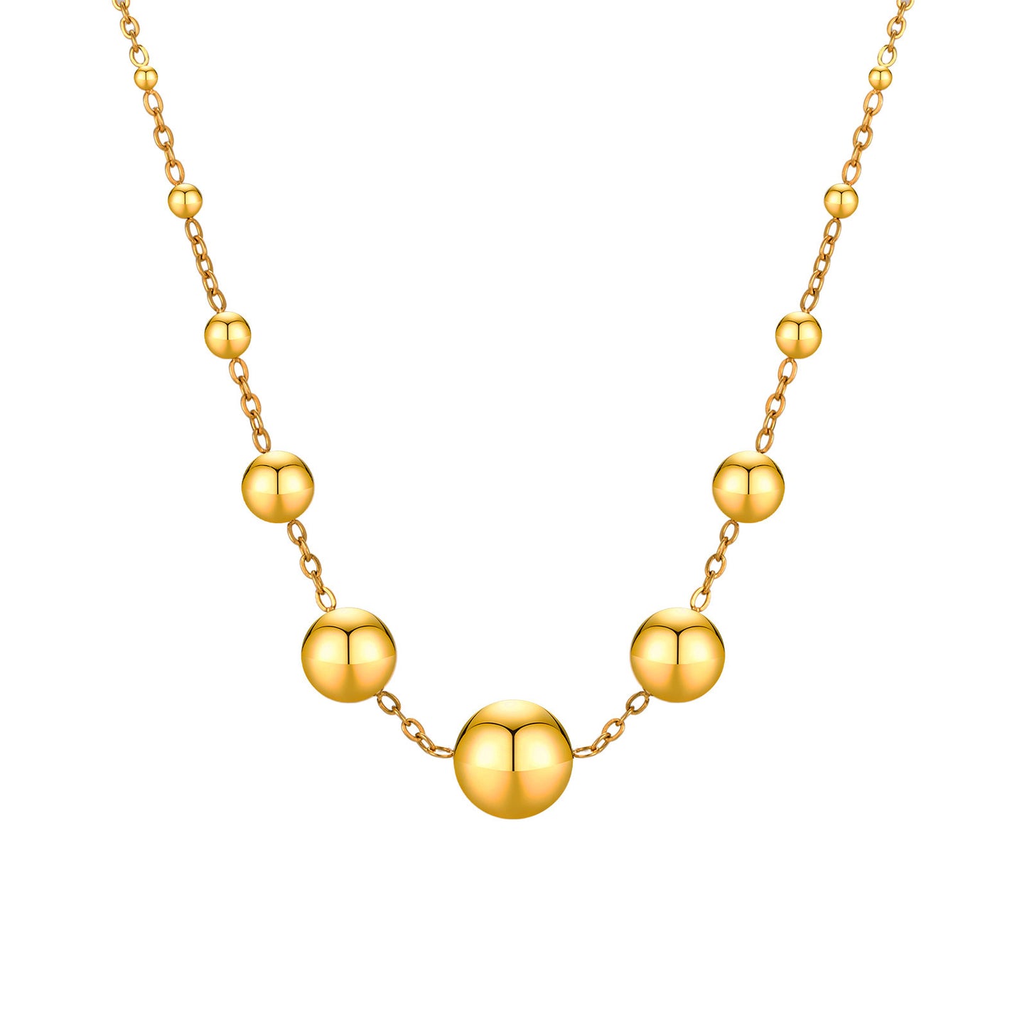 Stainless Steel Chain Ball Gold Necklace Bracelet Women