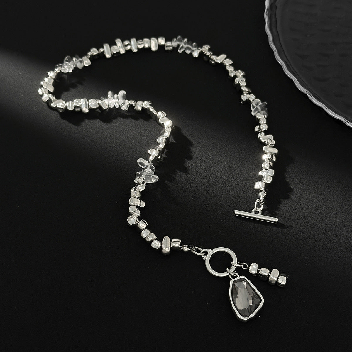 Irregular Crystal-Style Toggle Necklace