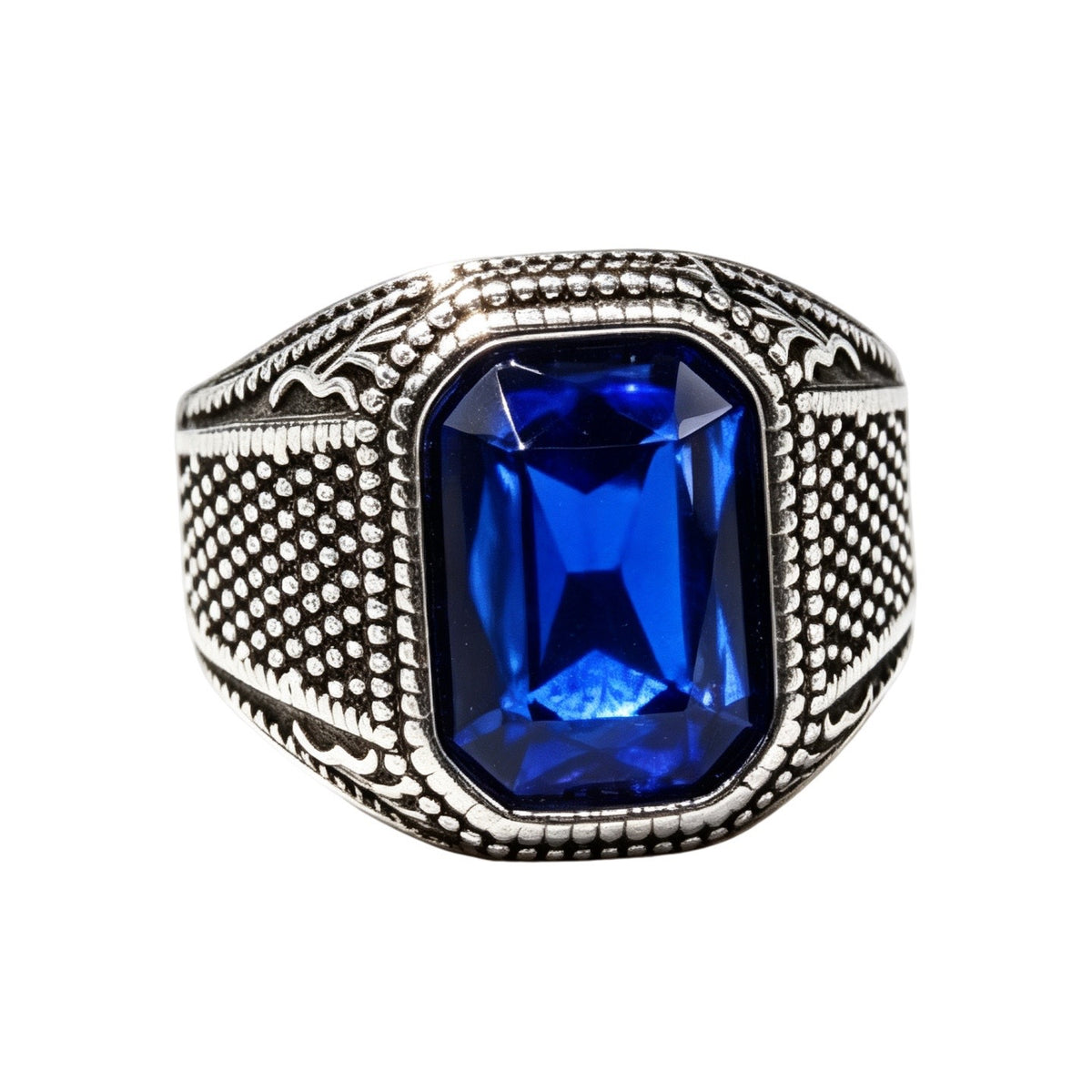 Knight Gemstone Titanium Steel Ring