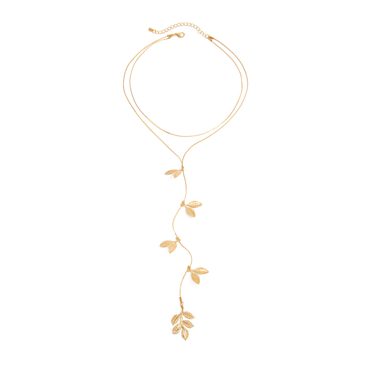 Leaf Pendant Double-Layer Y-Necklace