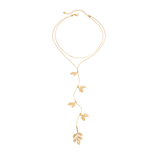 Leaf Pendant Double-Layer Y-Necklace