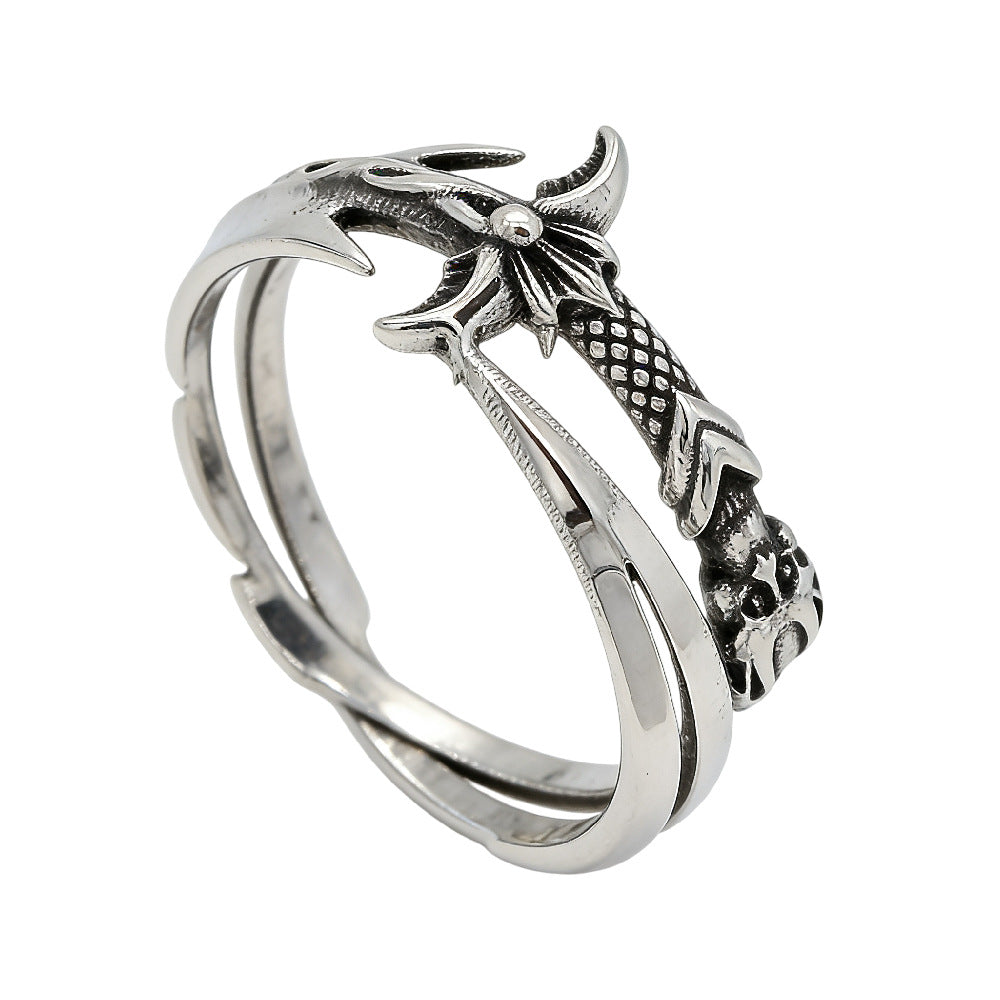 Planderful Titanium Steel Ring Unisex Sword Theme For Gamers Premium Retro Combat Accessory