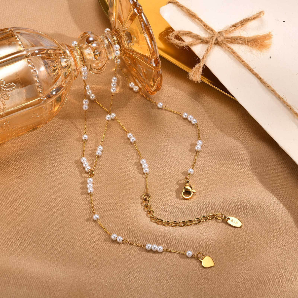 Stainless Steel Imitation Pearl Y-Shaped Gold Necklace Women's Europe & America