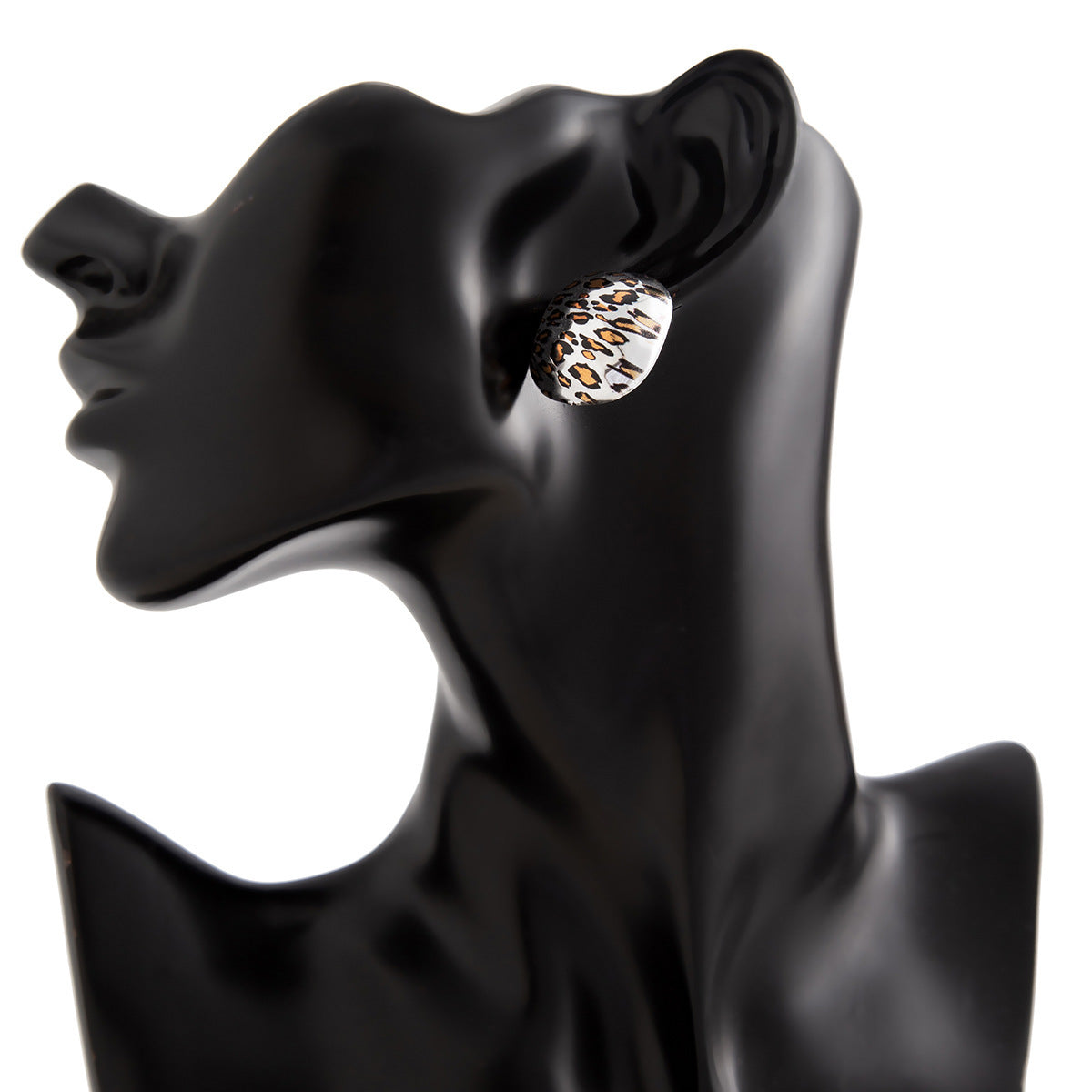 Planderful Resin Geometric Earrings C Shaped With Leopard Print Water Drop For Women Bold Chic Statement
