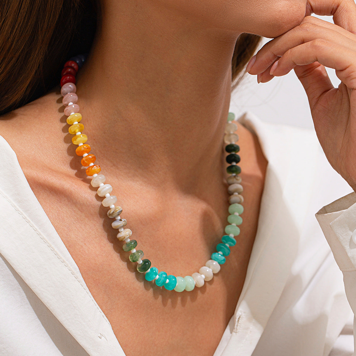 Rainbow Acrylic Beaded Necklace Collection