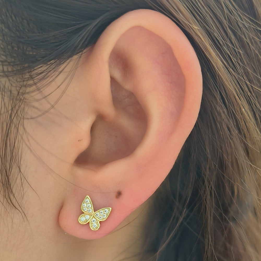 S925 Sterling Silver Butterfly Stud Earrings for Women