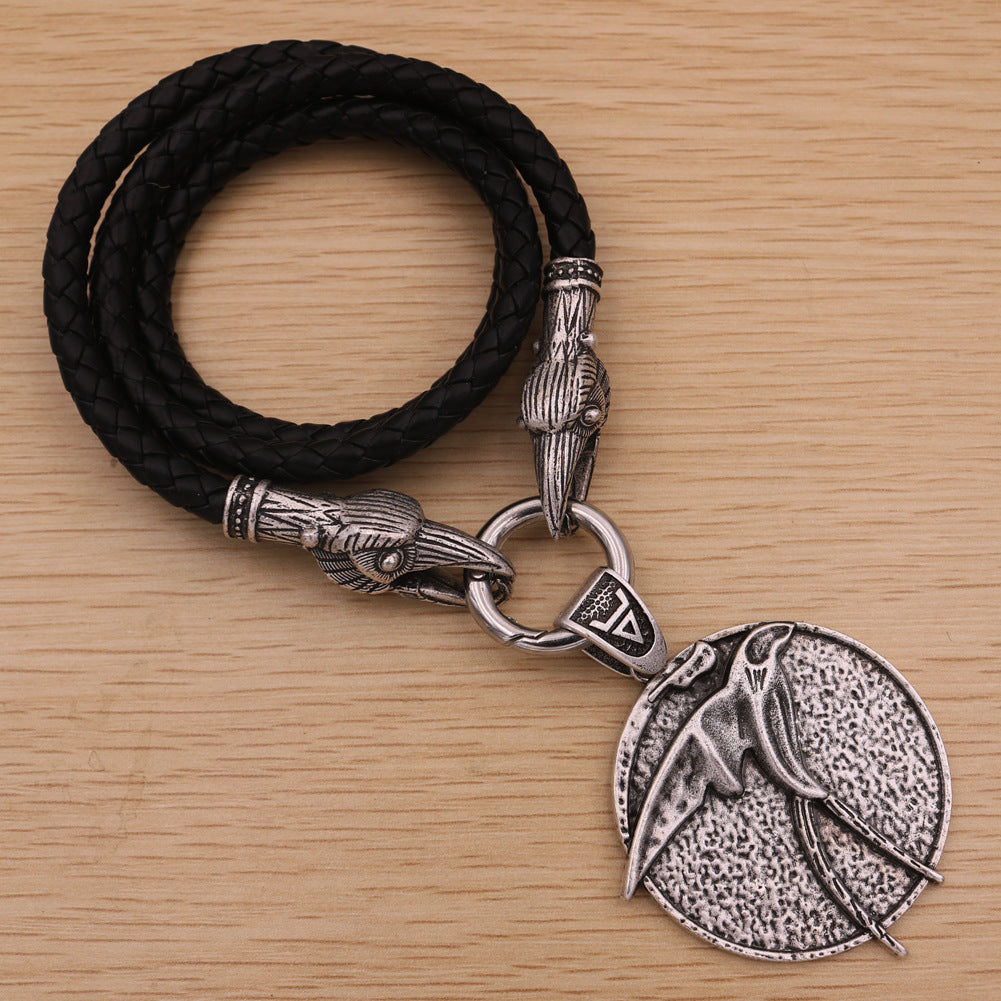 Viking Crow Wolf Head Necklace - Norse Legacy Men's Jewelry