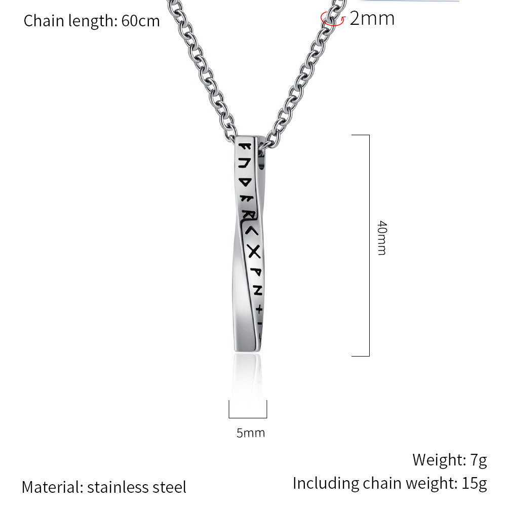 Planderful Unisex Spiral Geometry Durable Titanium Steel Necklace Nordic Viking Pendant Everyday Genie