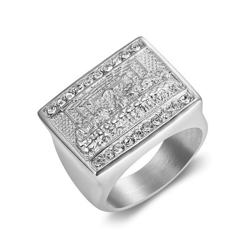 Planderful Hip Hop Titanium Ring With Inlaid Zircon Inspired By World Famous Judas Thirteen Apostles For Men