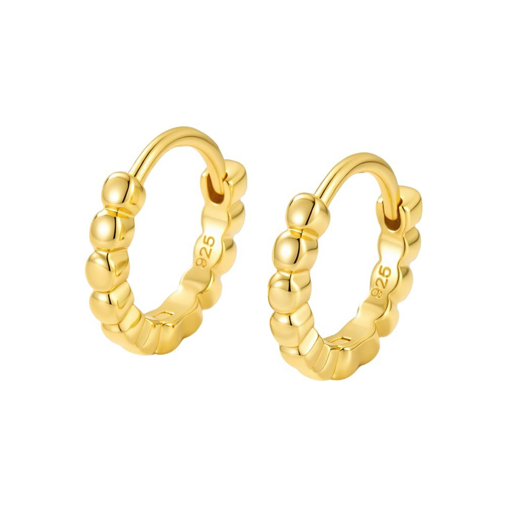 S925 Sterling Silver French Retro Circle Earrings Geometric Circle Ear Buckle