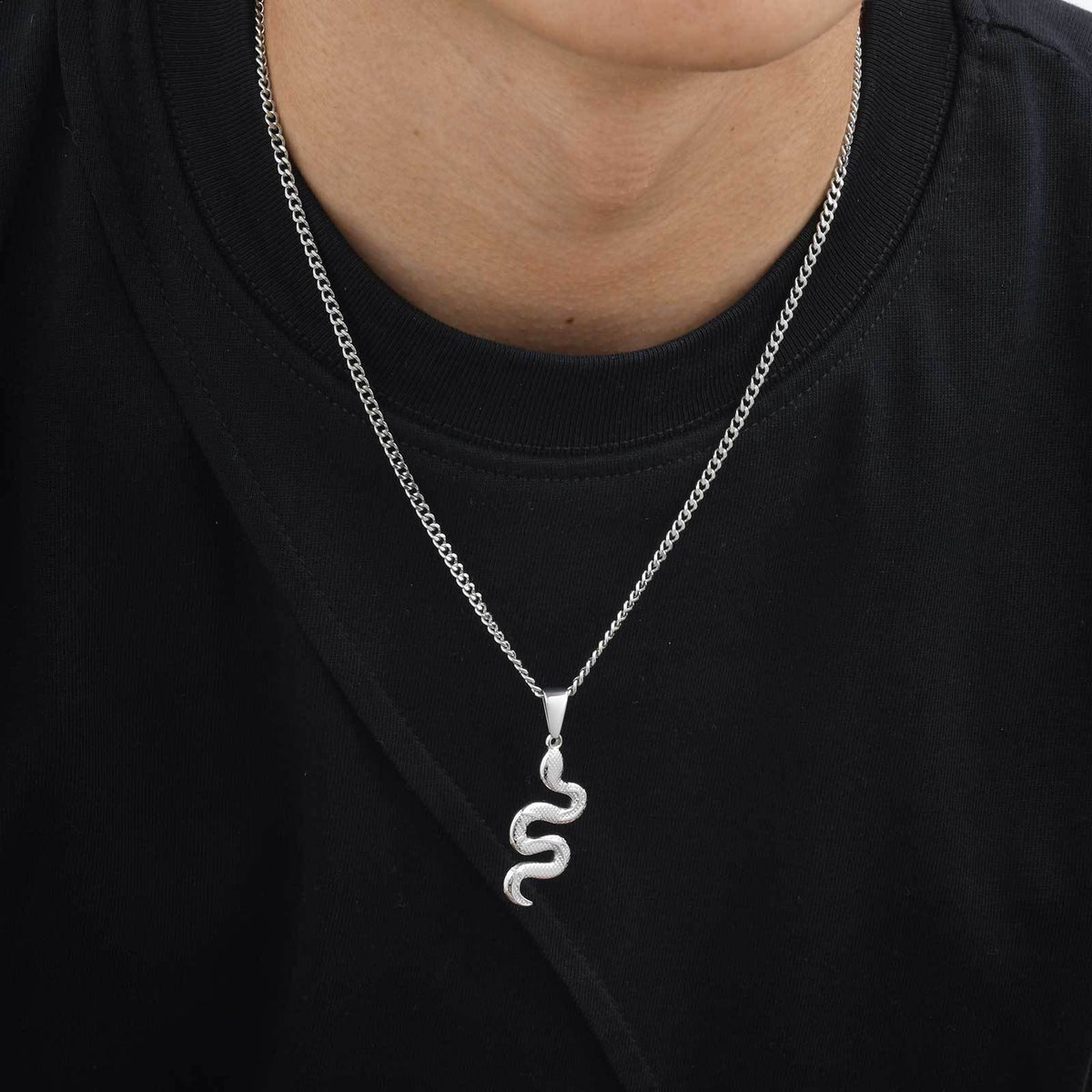 Sculpted Snake Pendant Necklace — 3 Finishes
