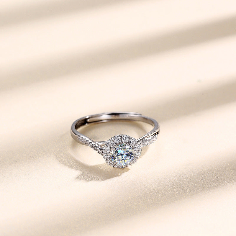 Moissanite Female S925 Sterling Silver Women's Ring