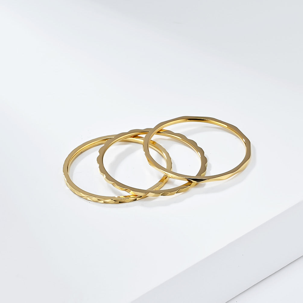 Planderful Everyday Genie 1mm Stackable Titanium Steel Ring Set For Women Light Luxury Hand Jewelry Sizes 5 To 10