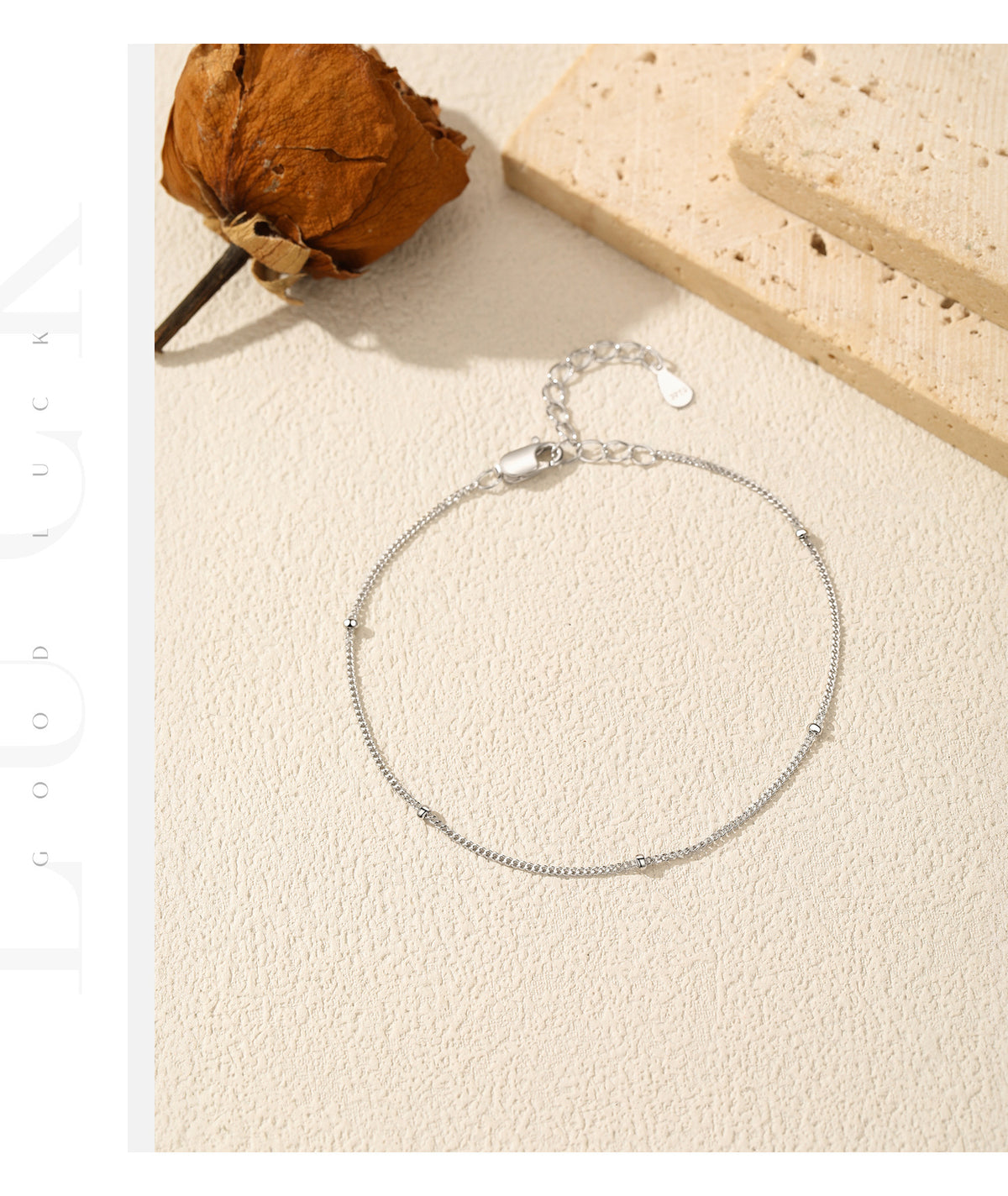925 Sterling Silver Fine Plain Chain Bracelet