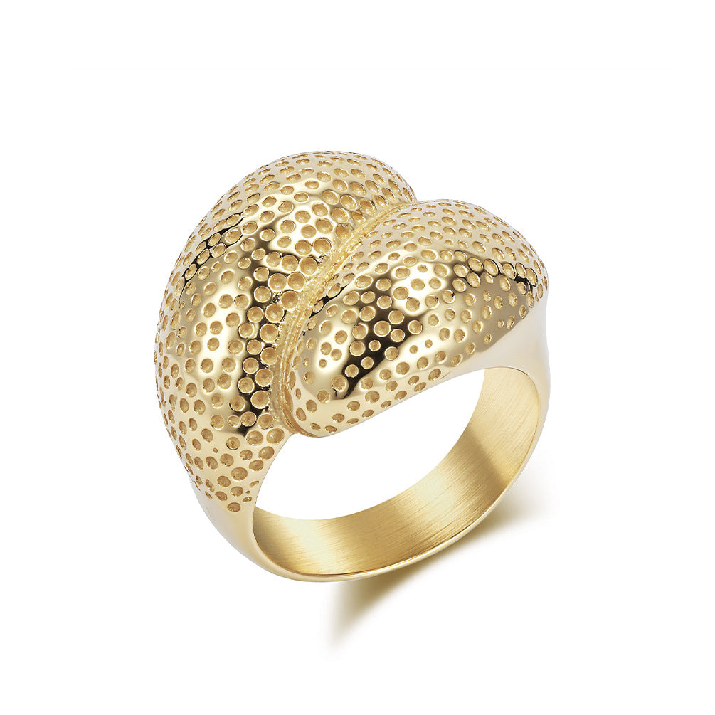 Planderful Gold Plated Titanium Steel Ring For Women Durable Non Fade Finish Light Luxury High End Jewelry