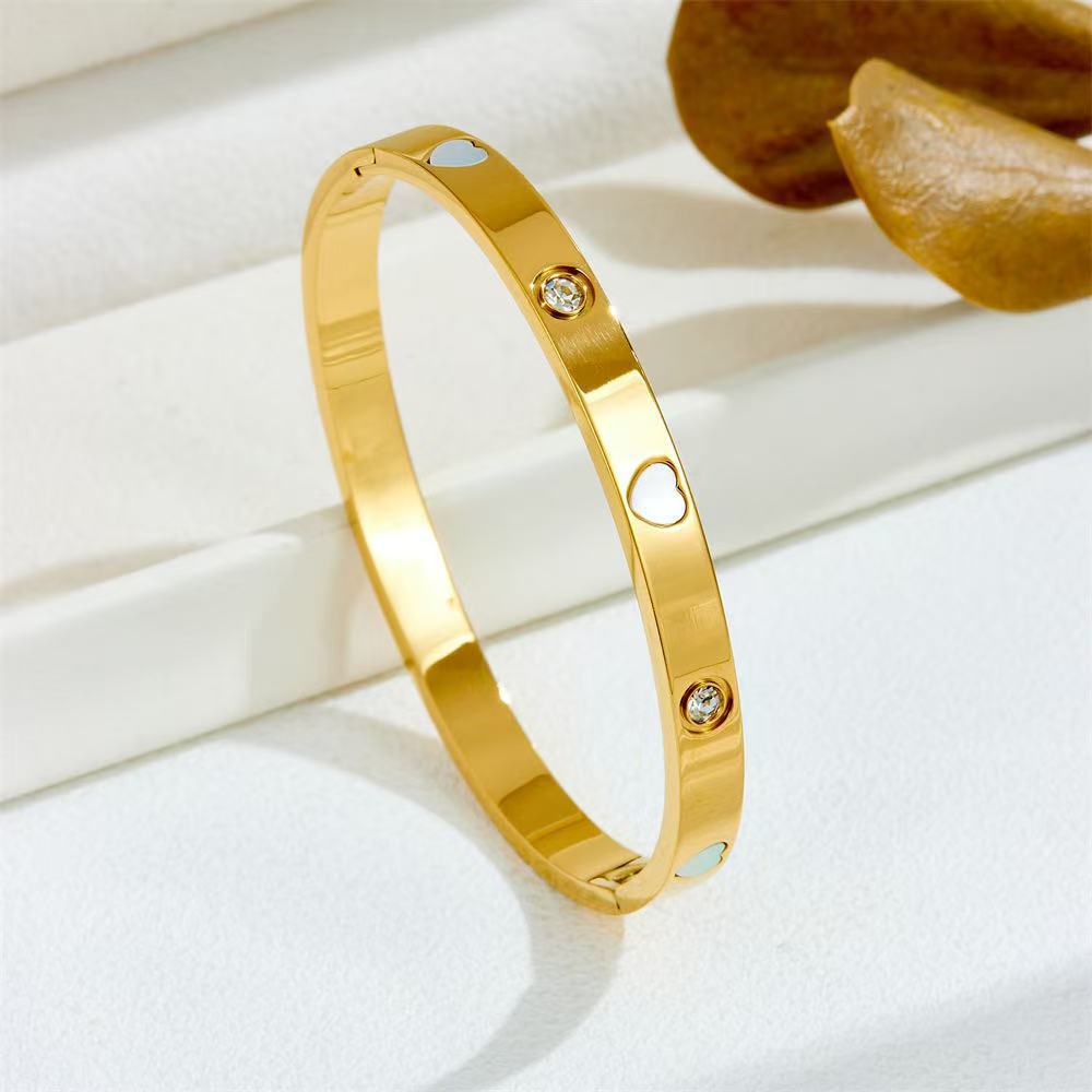 Planderful Jewelry Stainless Steel Zircon Open Bracelet For Women European Inspired Minimalist Luxury