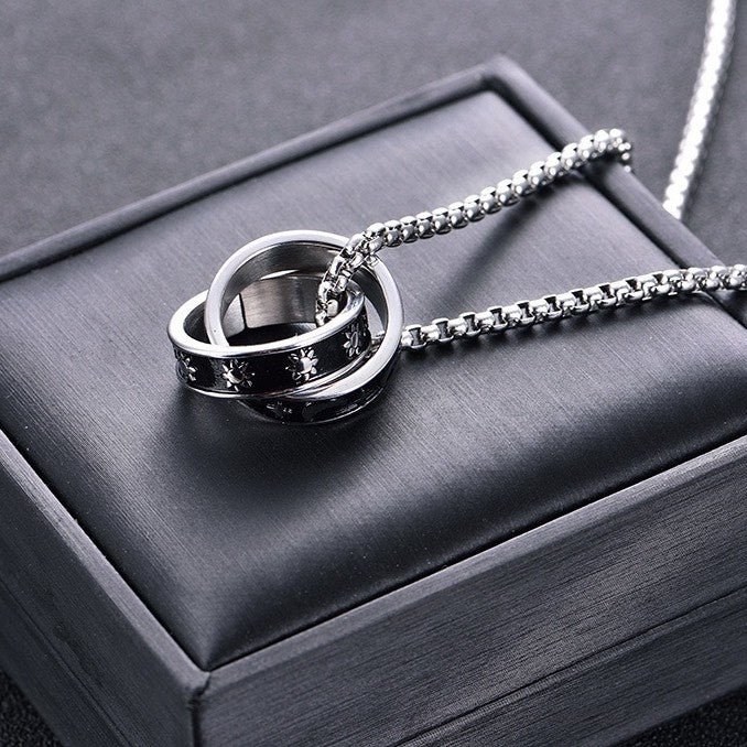 Titanium steel sun, moon and stars pendant, men's ins niche design trend, hip-hop versatile light luxury niche pendant for boyfriend