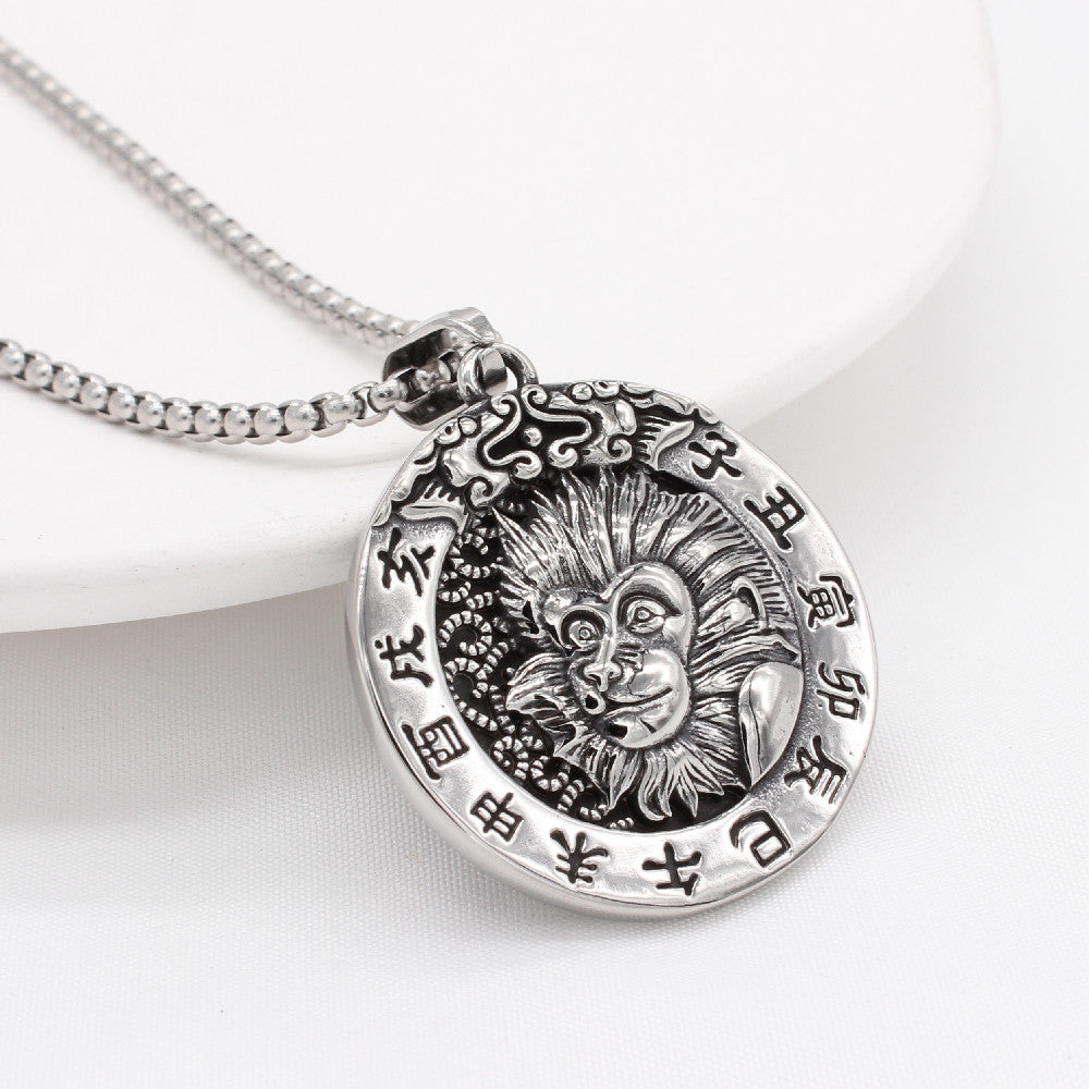 Planderful Chinese Zodiac Pendant Titanium Steel Blessing Necklace For Unisex Protection