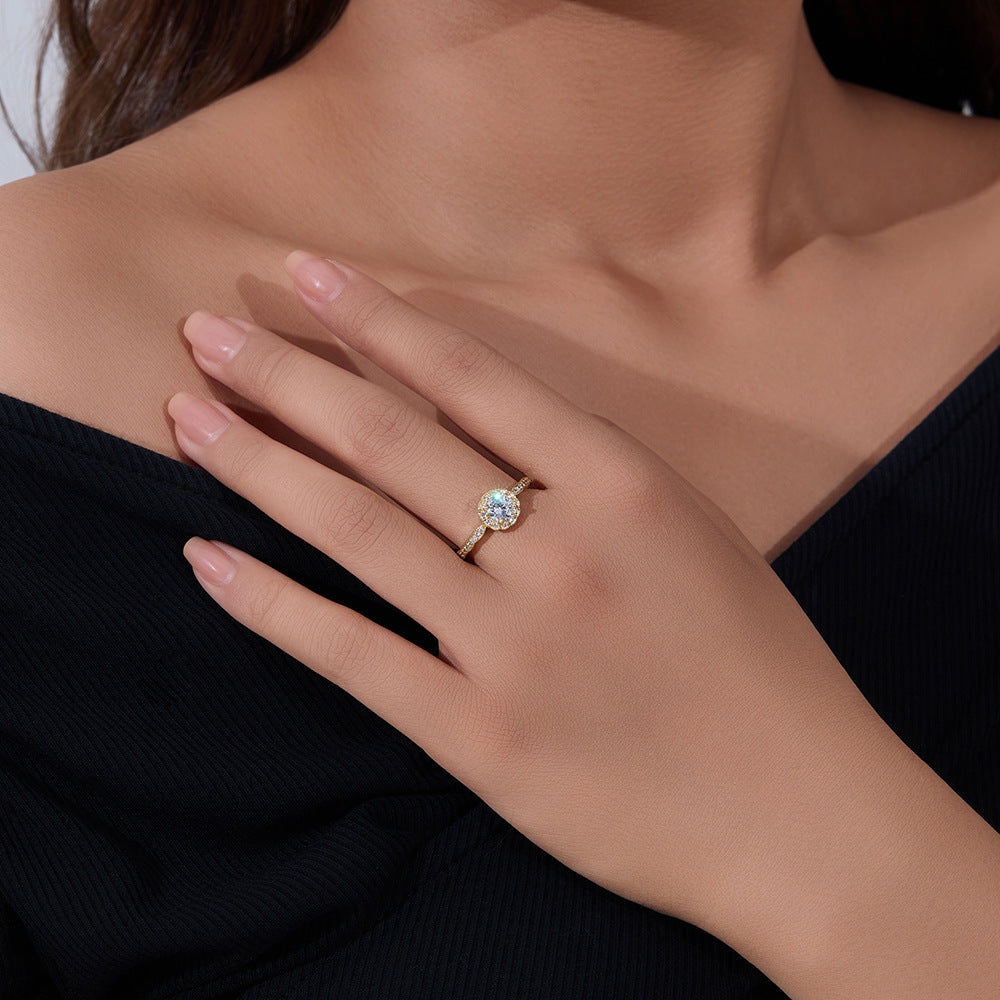 Jewelry S925 Sterling Silver Micro-Inlaid Zircon Ring Classic Wedding Ring