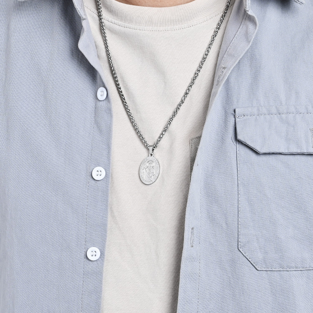 St. Michael the Archangel Titanium Steel Pendant Necklace for Men and Women Holiday Gifts