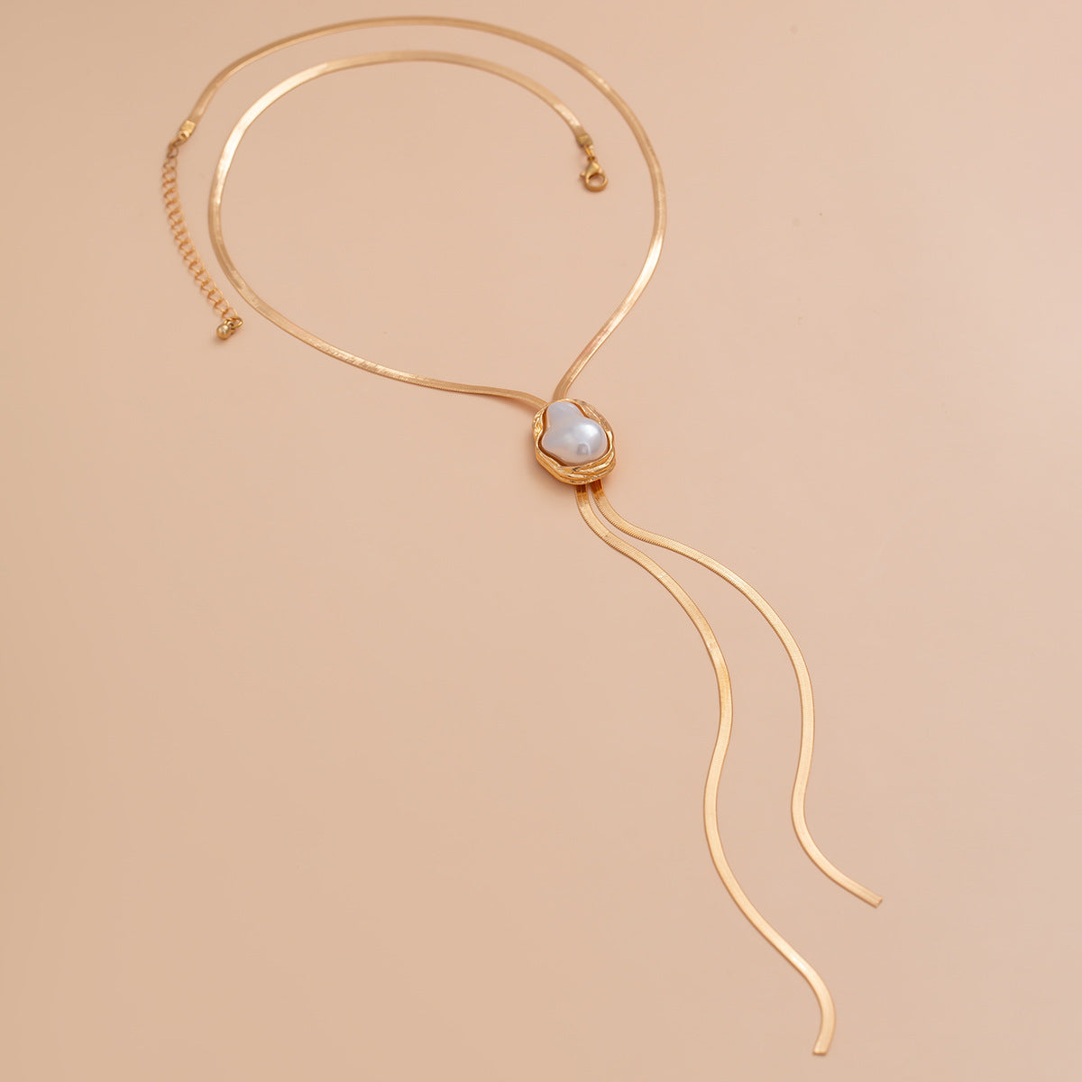 Baroque Pearl-Style Pendant & Snake Chain Necklace