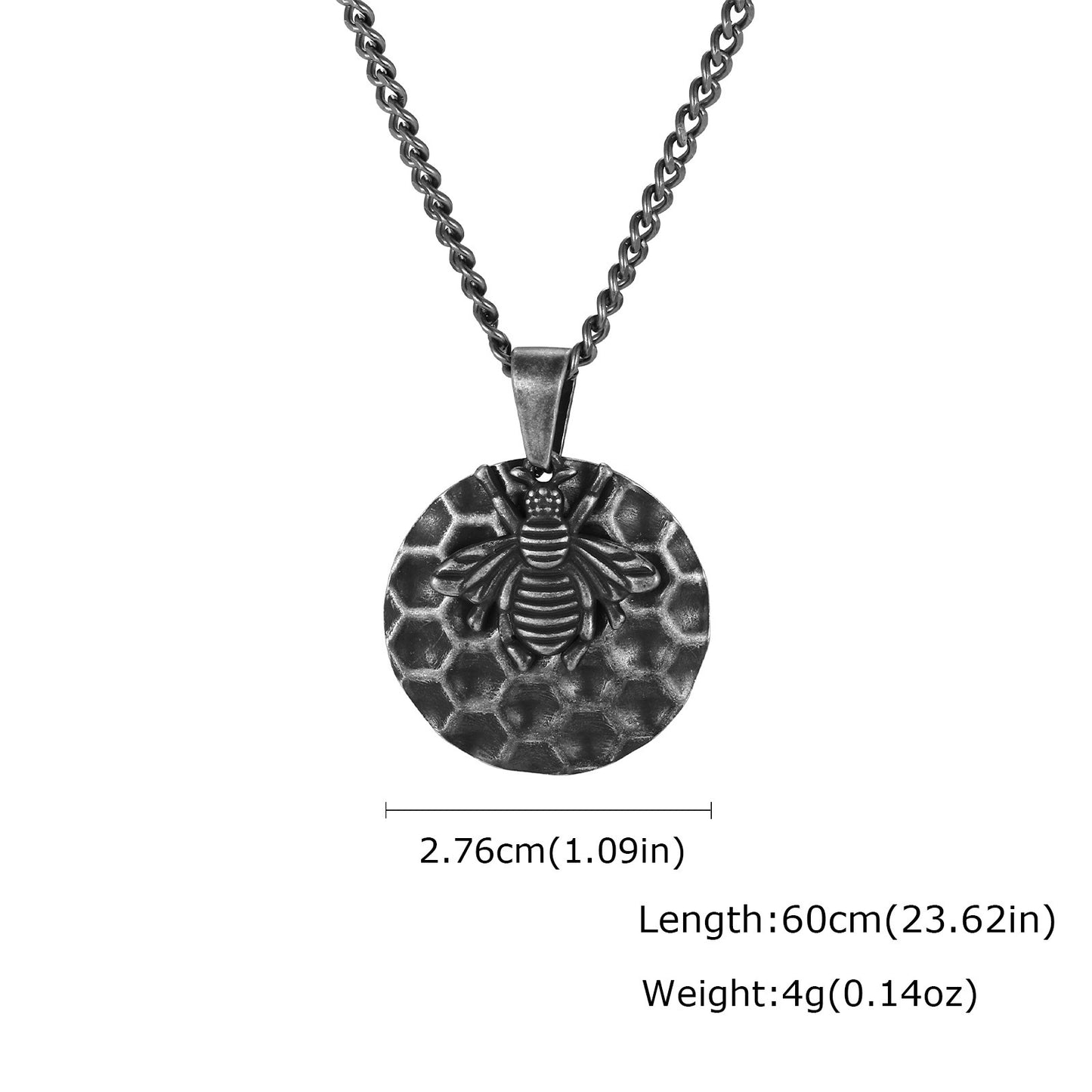 Special Stainless Steel Bee Hive Pendant Street Shape Stacked With Gray Necklace