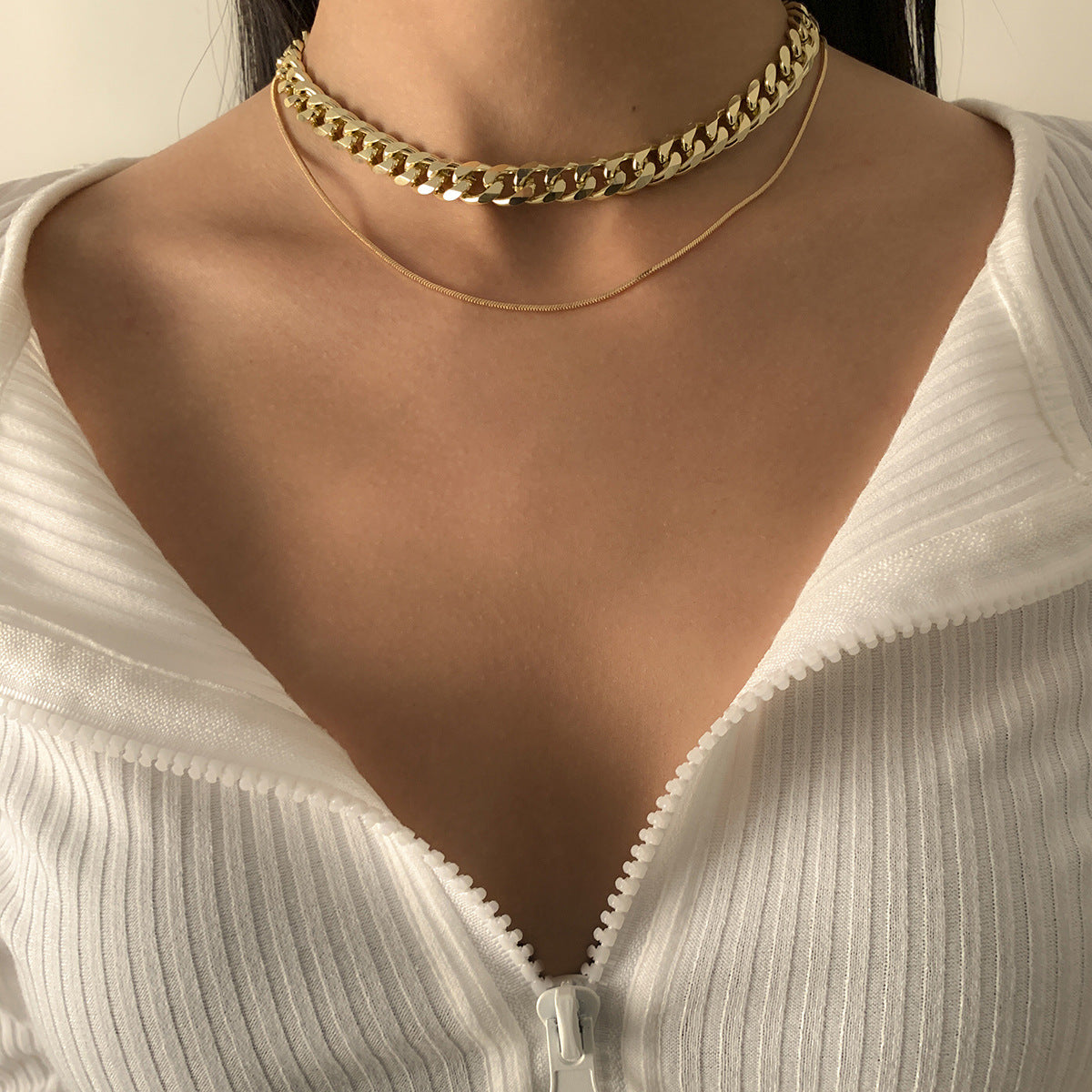 Planderful Vienna Verve Layered Personalized Cross Necklace For Women With Hollow Cross And Mix Match Fine Snake Chain
