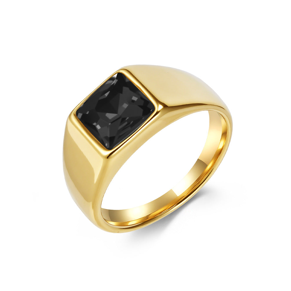 Planderful Stainless Steel Zircon Ring Inlaid Red Zircon Retro Kropunk For Men Unisex