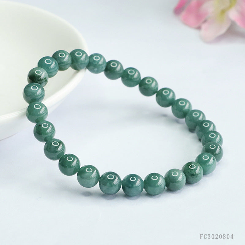 Blue Water Jadeite Round Bead 7 mm Bracelet