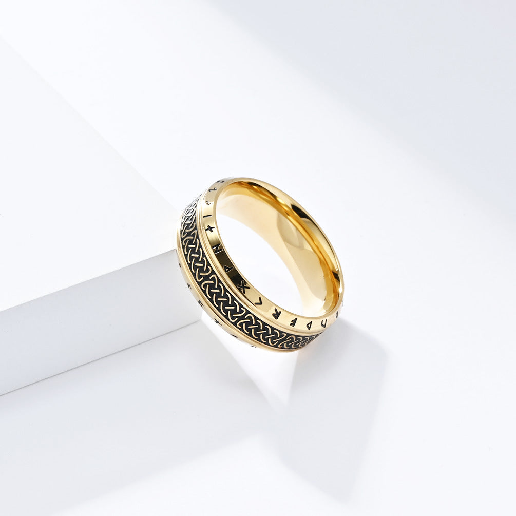 Nordic Retro Celtic Knot Viking Titanium Steel Ring for Men