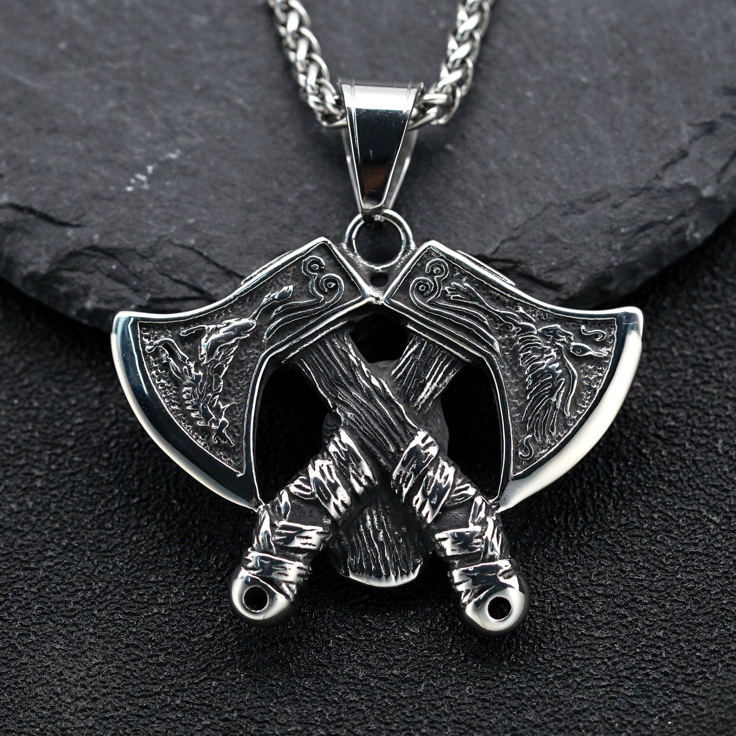Steel Necklace - Vintage Viking Pendant