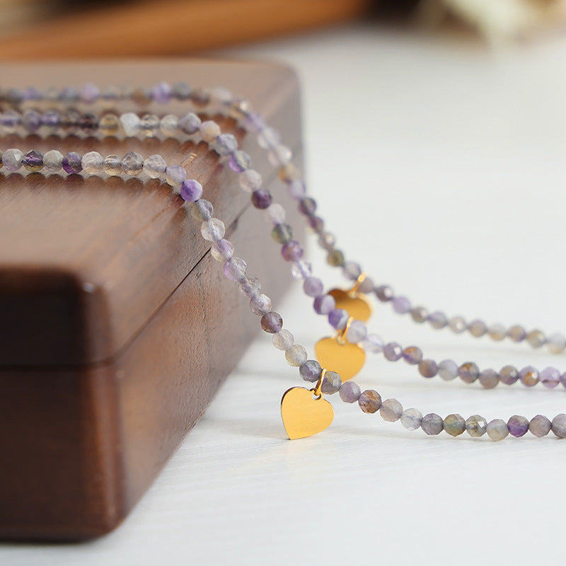 Retro Luxury Handmade Beaded Love Pendant Necklace with Natural Cut Stones