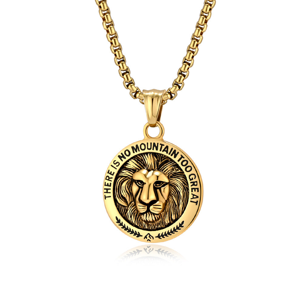 Planderful Lion Head Necklace for Men, Versatile Streetwear Pendant with Hip Hop Retro Style