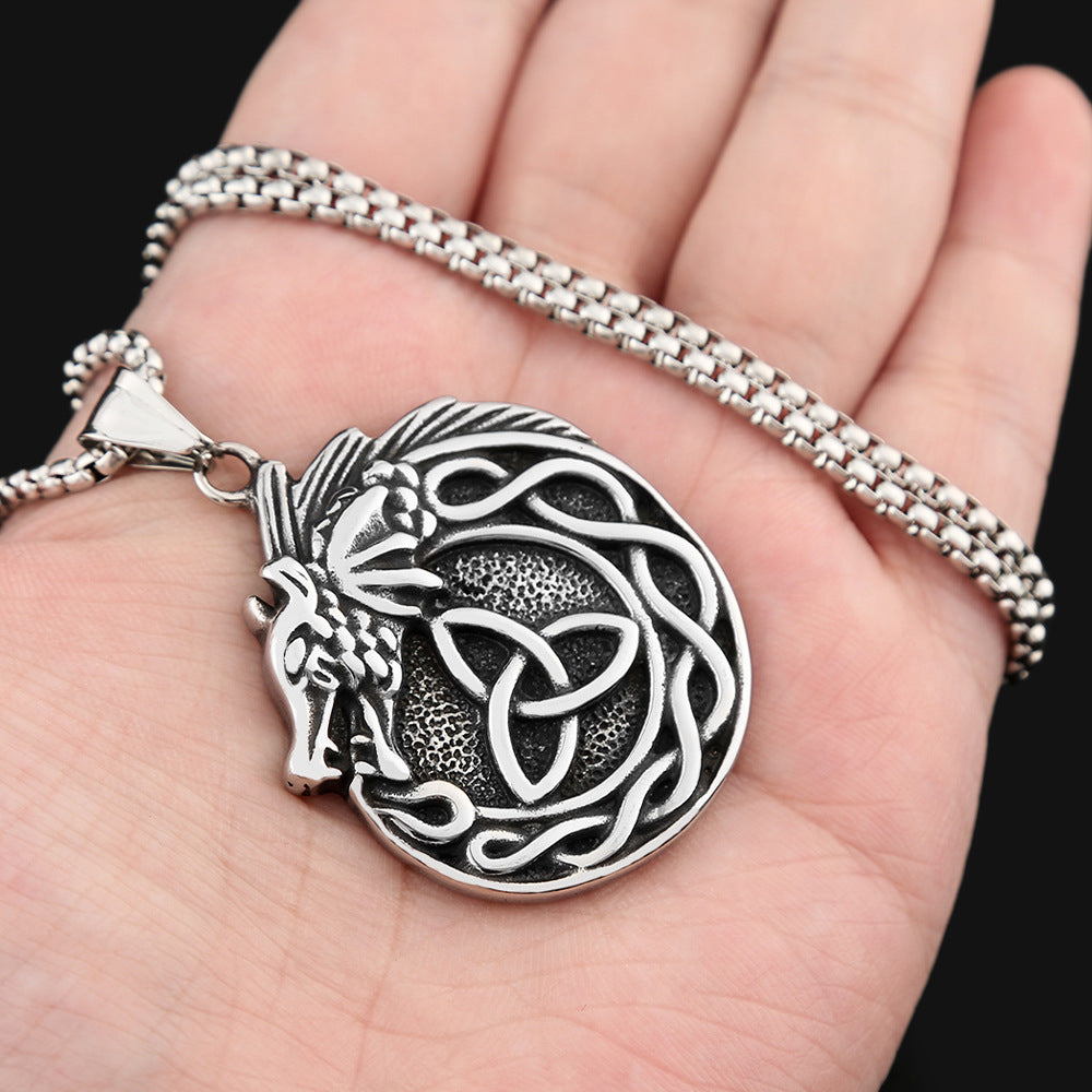 European and American Men's Titanium Steel Retro Pendant Necklace