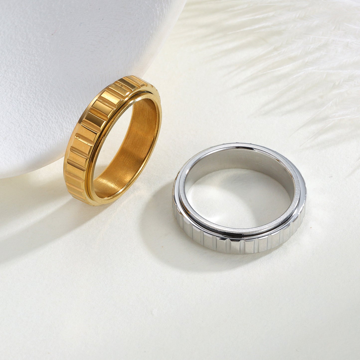 Planderful Everyday Genie Rotatable Decompression Gear Ring Stainless Steel Unisex Mens Jewelry