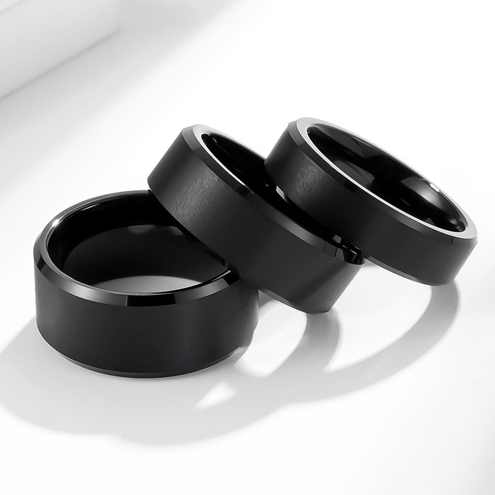 Stylish Black Matte Tungsten Steel Ring for Men 6/8/10mm