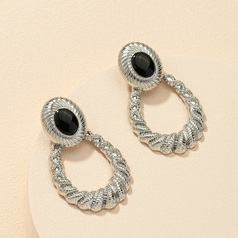 Retro Metal Water Droplet Earrings - Vienna Verve Collection