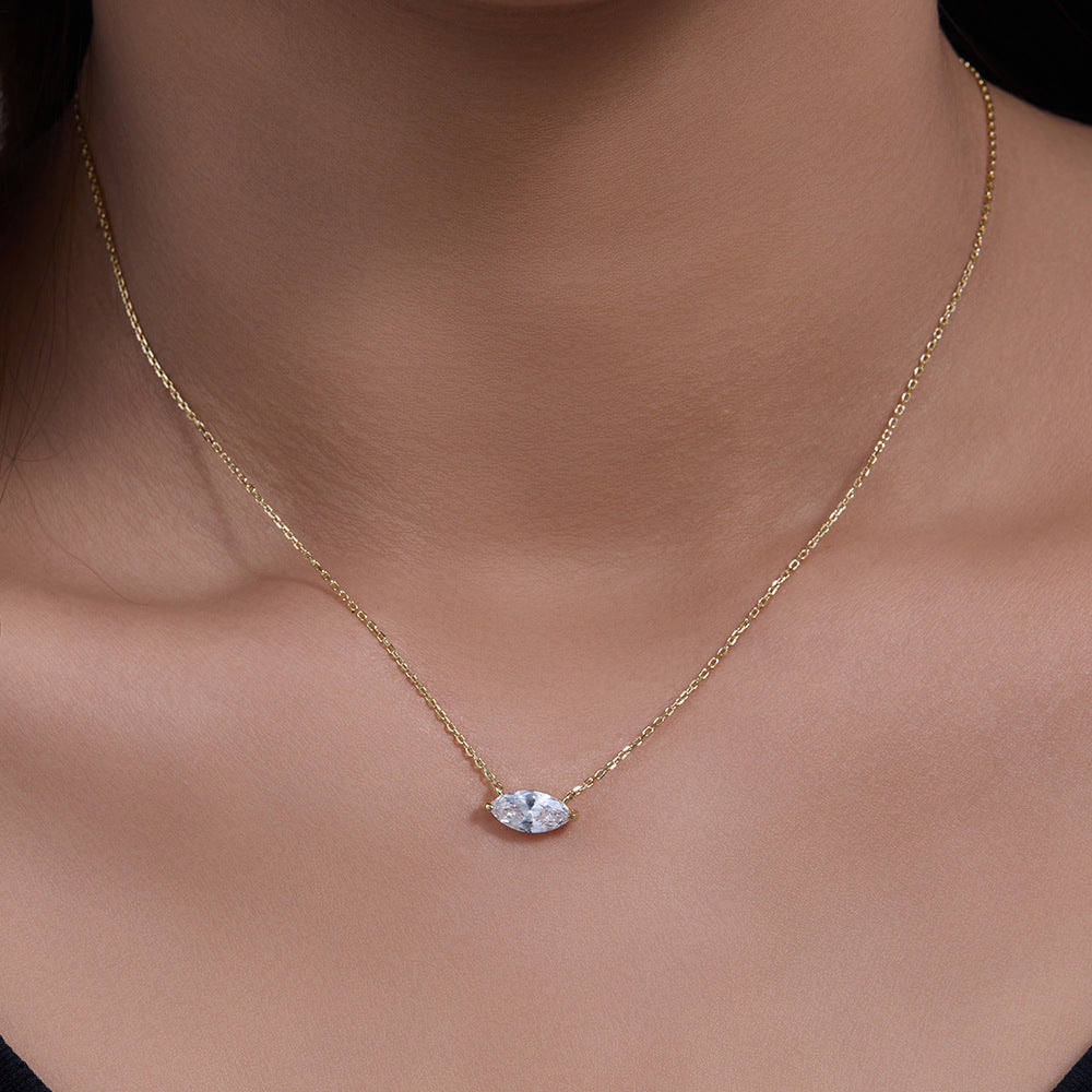 S925 Sterling Silver Horse'S Eye Zircon Pendant Necklace And