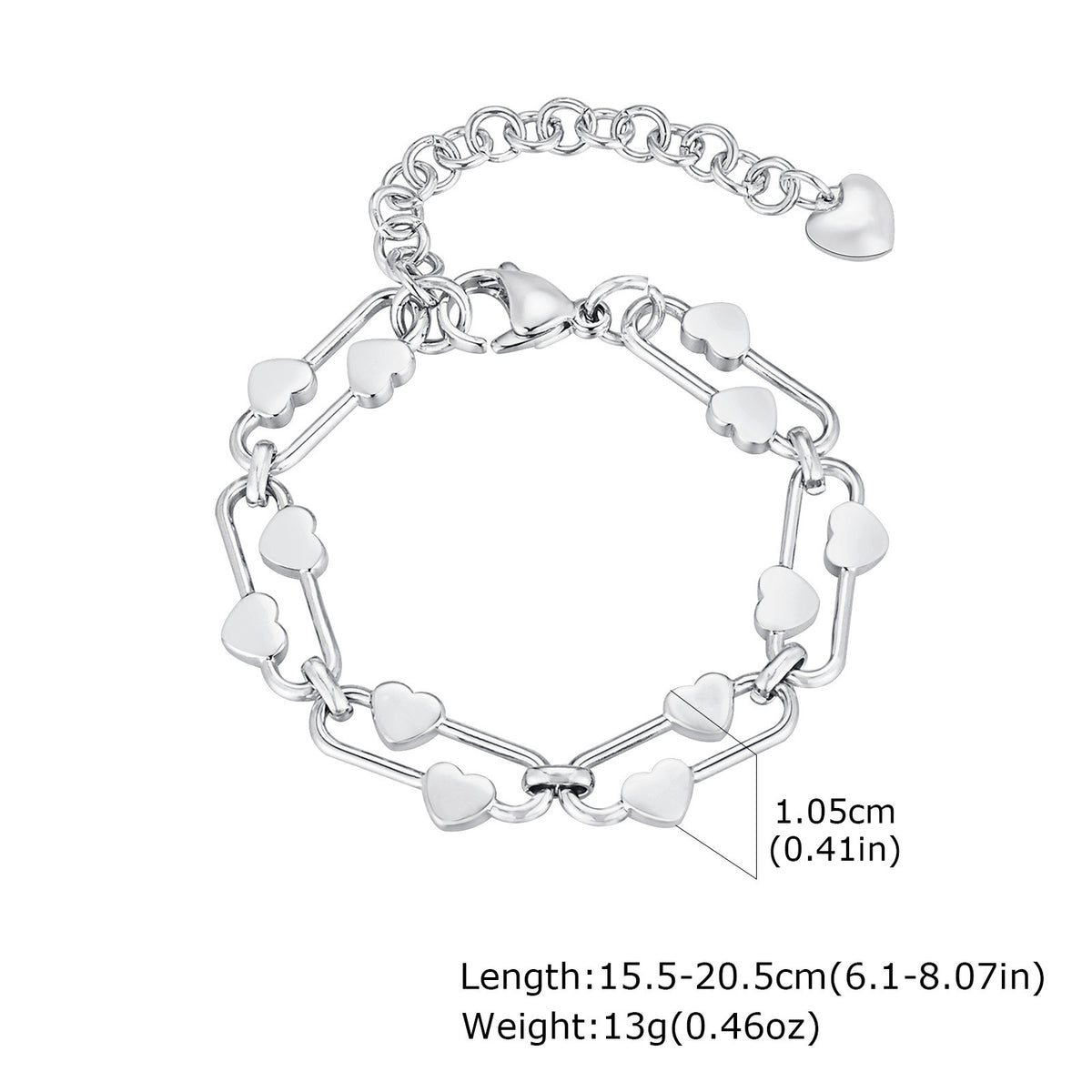 Heart Gold-Plated Stainless Steel Bracelet Unisex