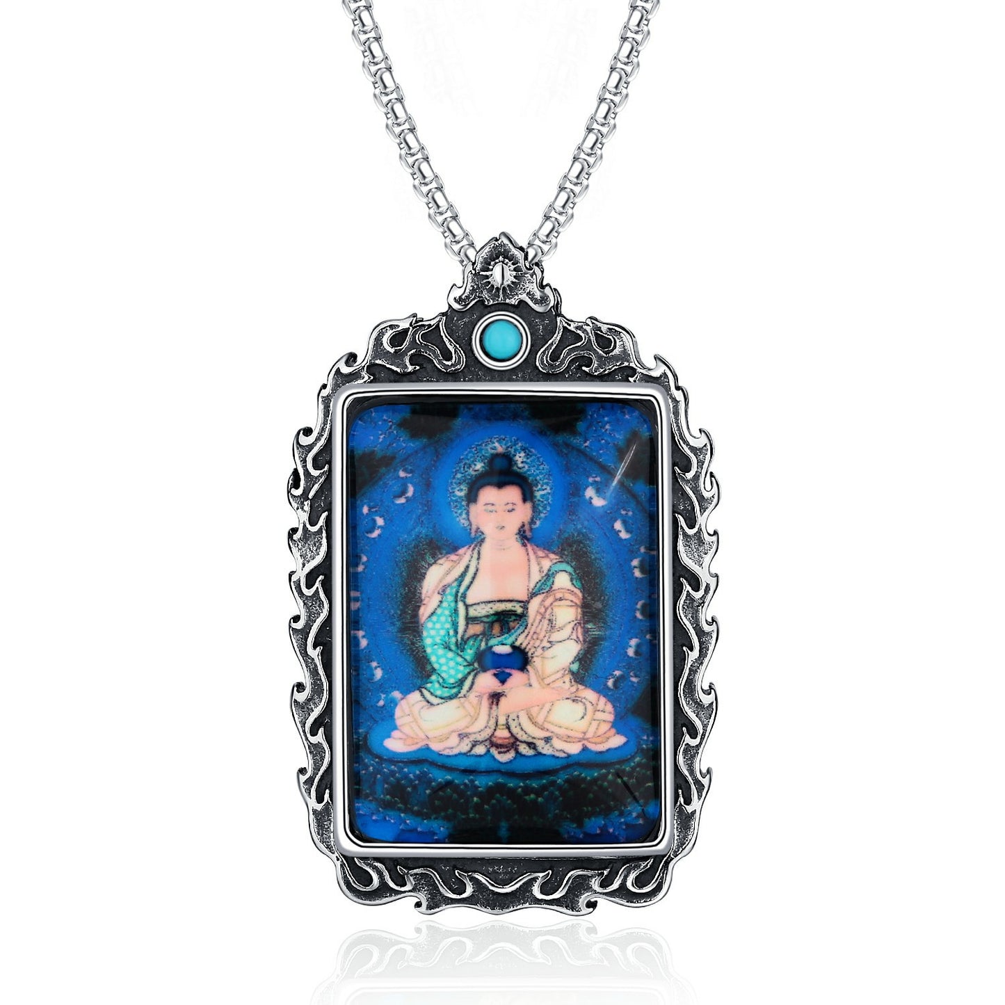 Steel Necklace – Elegant Thangka Zodiac Guardian Amulet