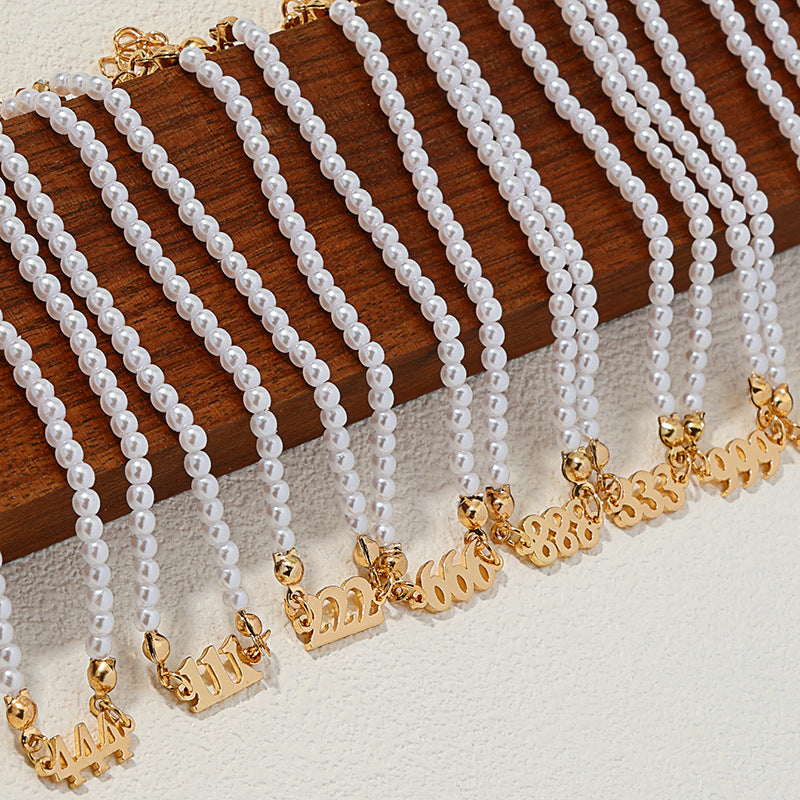 Pearl Chain Letter Pendant Bracelet - Vienna Verve Collection